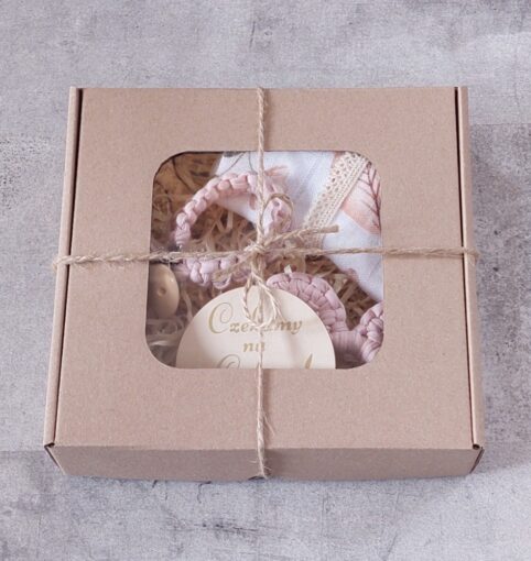 Personalizowany box - baby shower - pudrowy róż